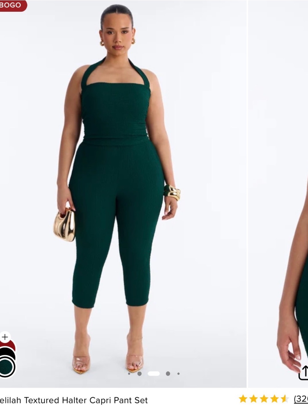 Fashion Nova Textured Halter Capri Jumpsuit - Emerald Green
